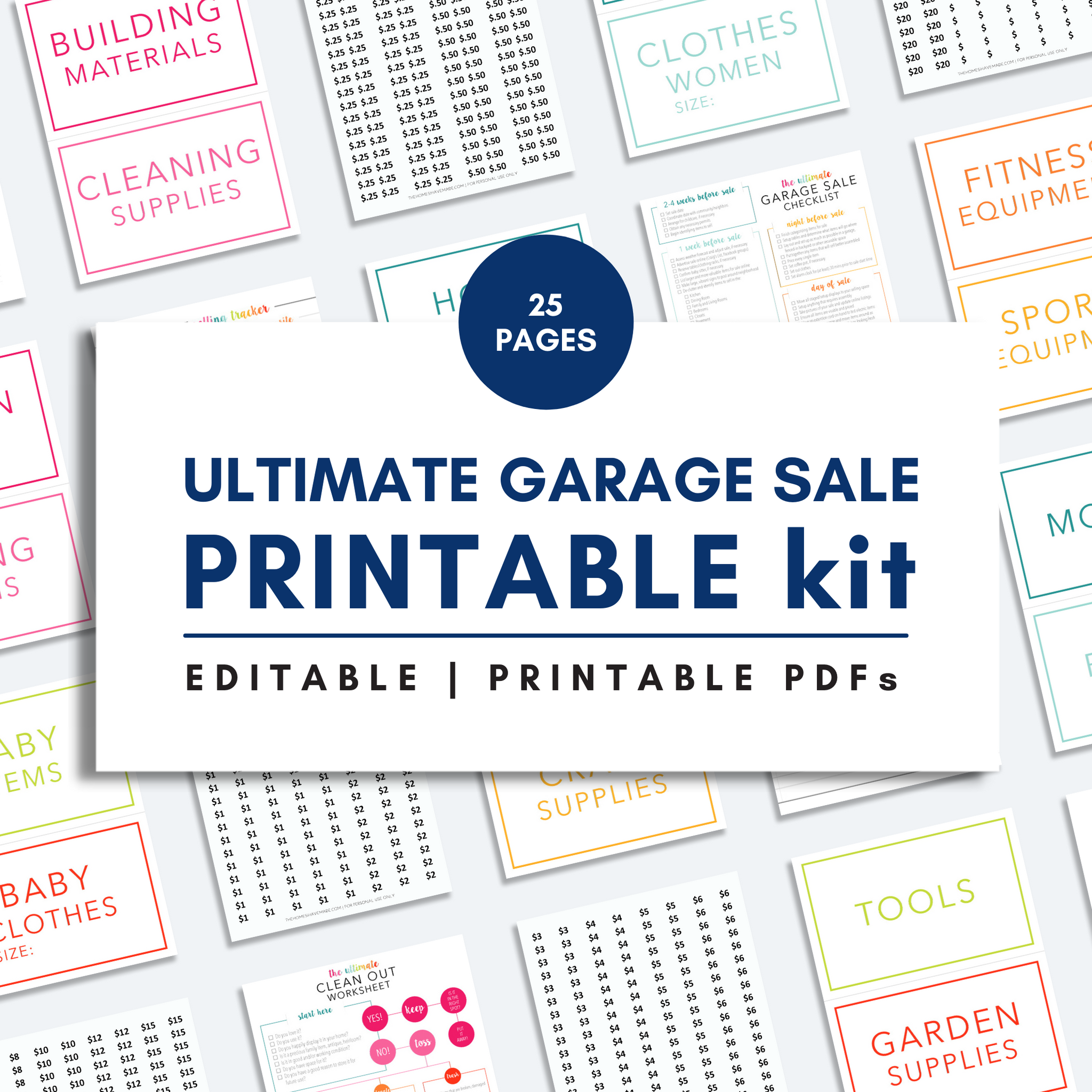 Assorted Pricing Labels For Garage Sales Printable Template