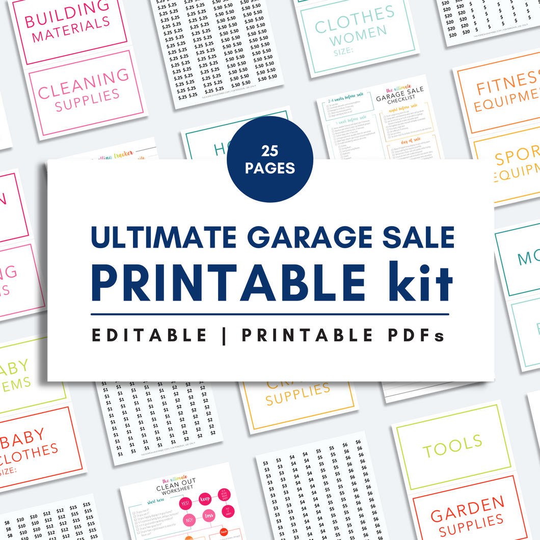 ULTIMATE GARAGE SALE Printable Kit