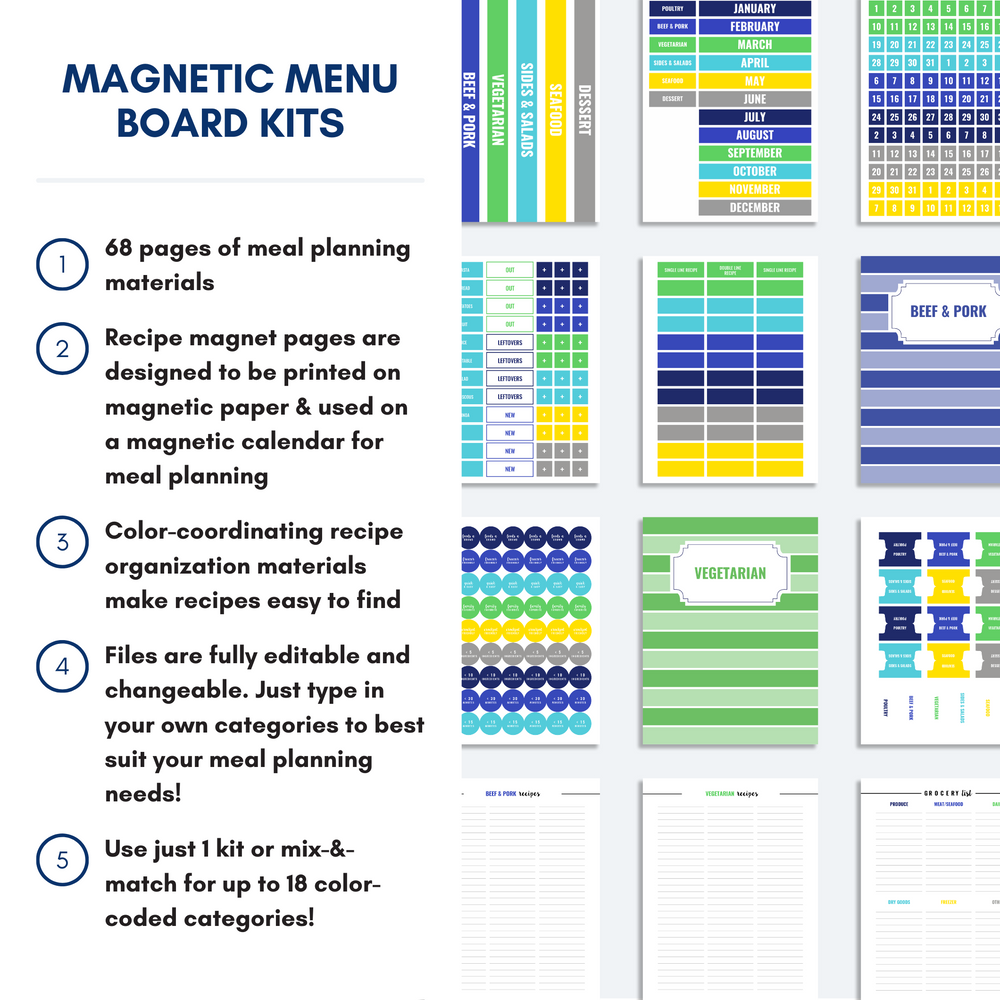 Magnetic Menu Board Printable Pack – The Organization Toolbox